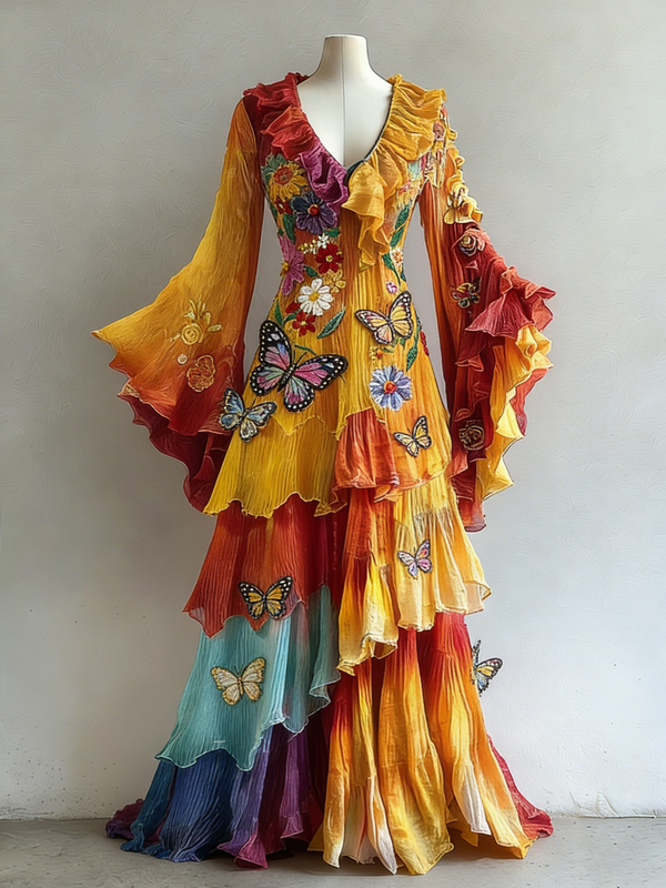 Women's Vibrant Summer Rainbow-Colored Dress 7425