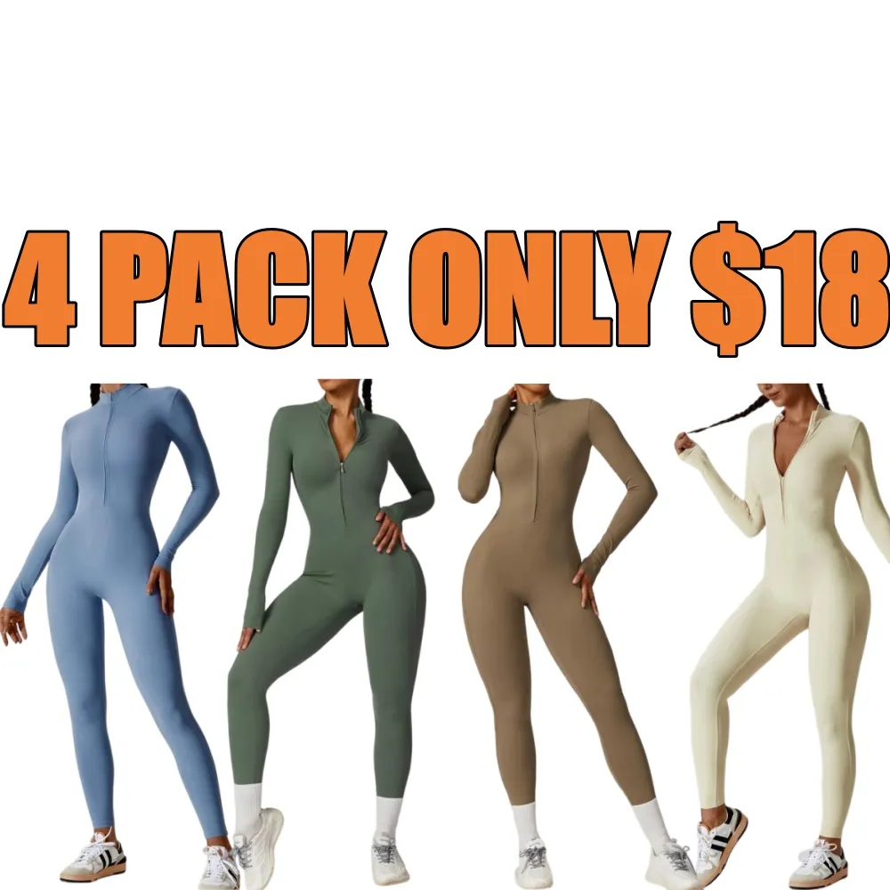 Women All-Season Zip Sports Yoga Jumpsuit
