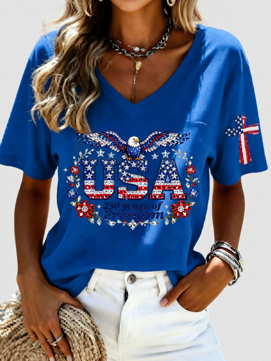 Women's Casual 250th Anniversary Independence Day Printed T-shirt