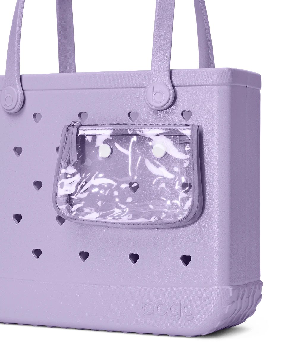 Small Tote Baby Bogg Bag - Heart Shimmer LILAC