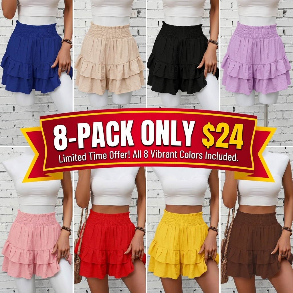 Women's Ruffle Hem High-Waist Shorts
