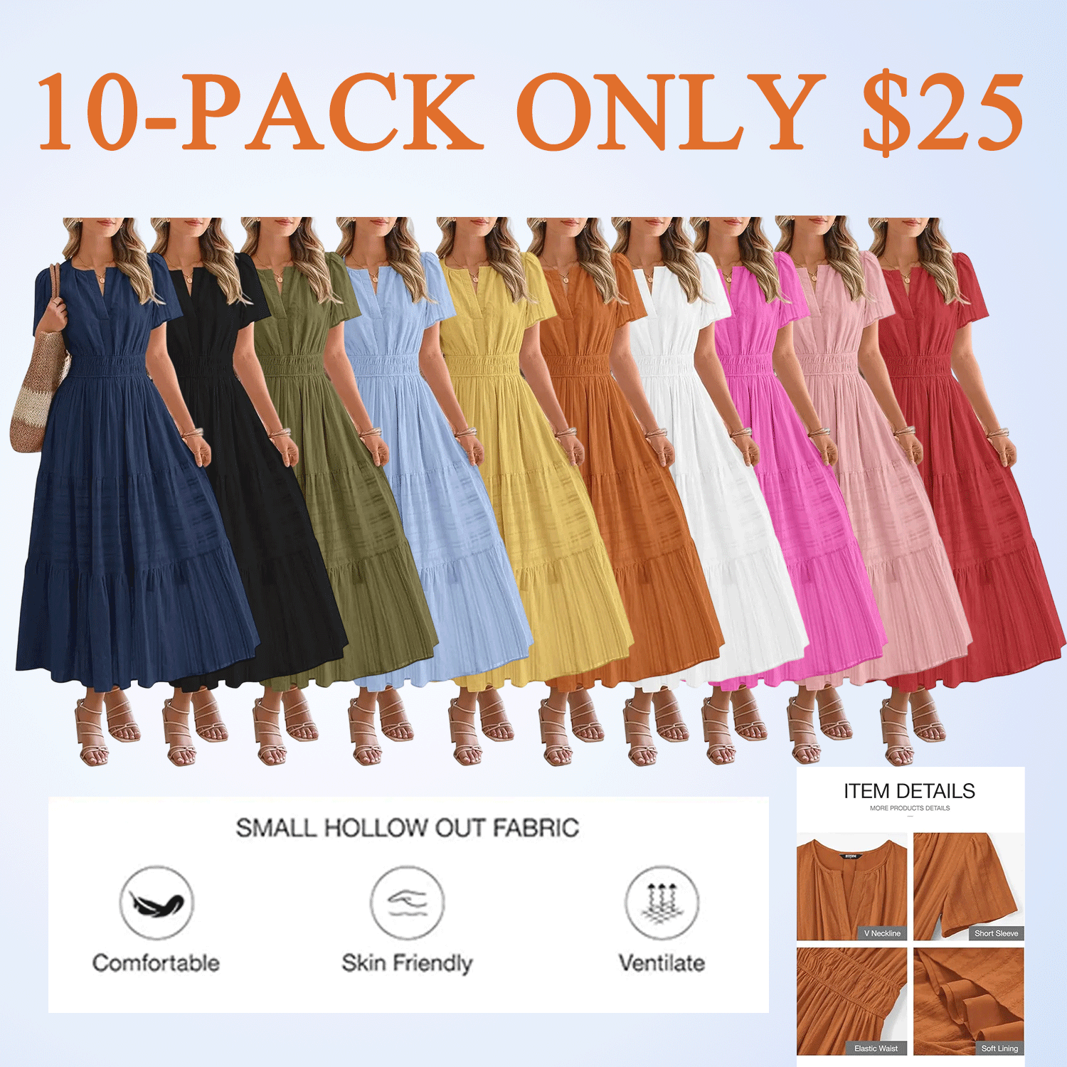 Women’s Lightweight Boho Maxi Dress with Pockets