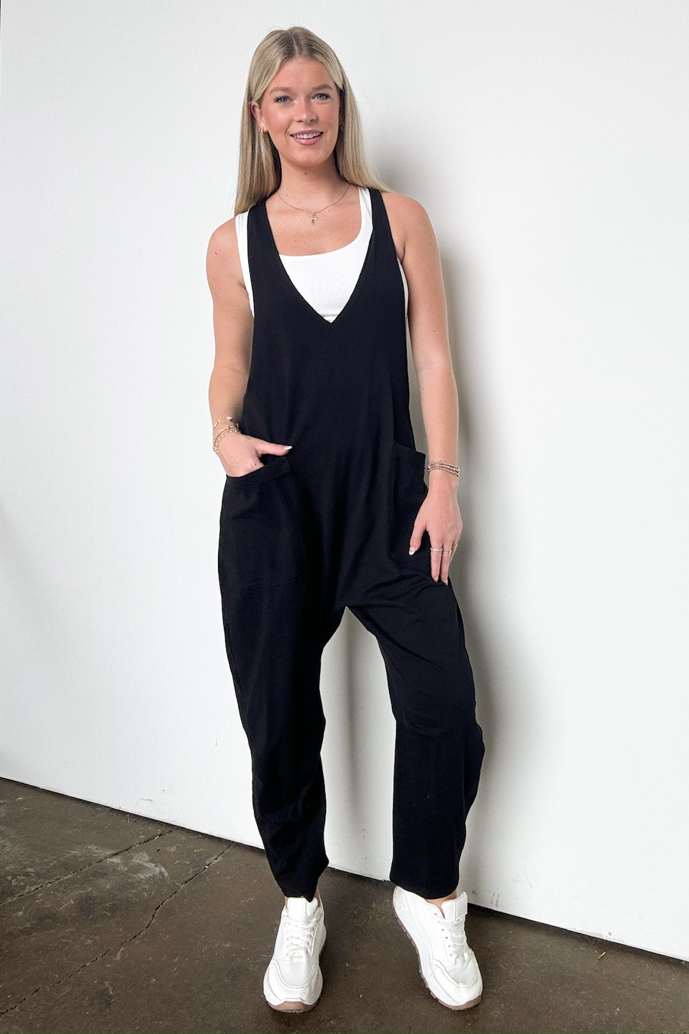 Relaxed Fit V-Neck Jumpsuit