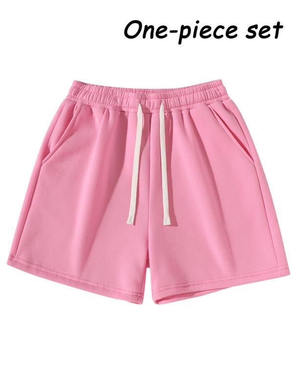 Men's Solid Color Drawstring Waist Shorts