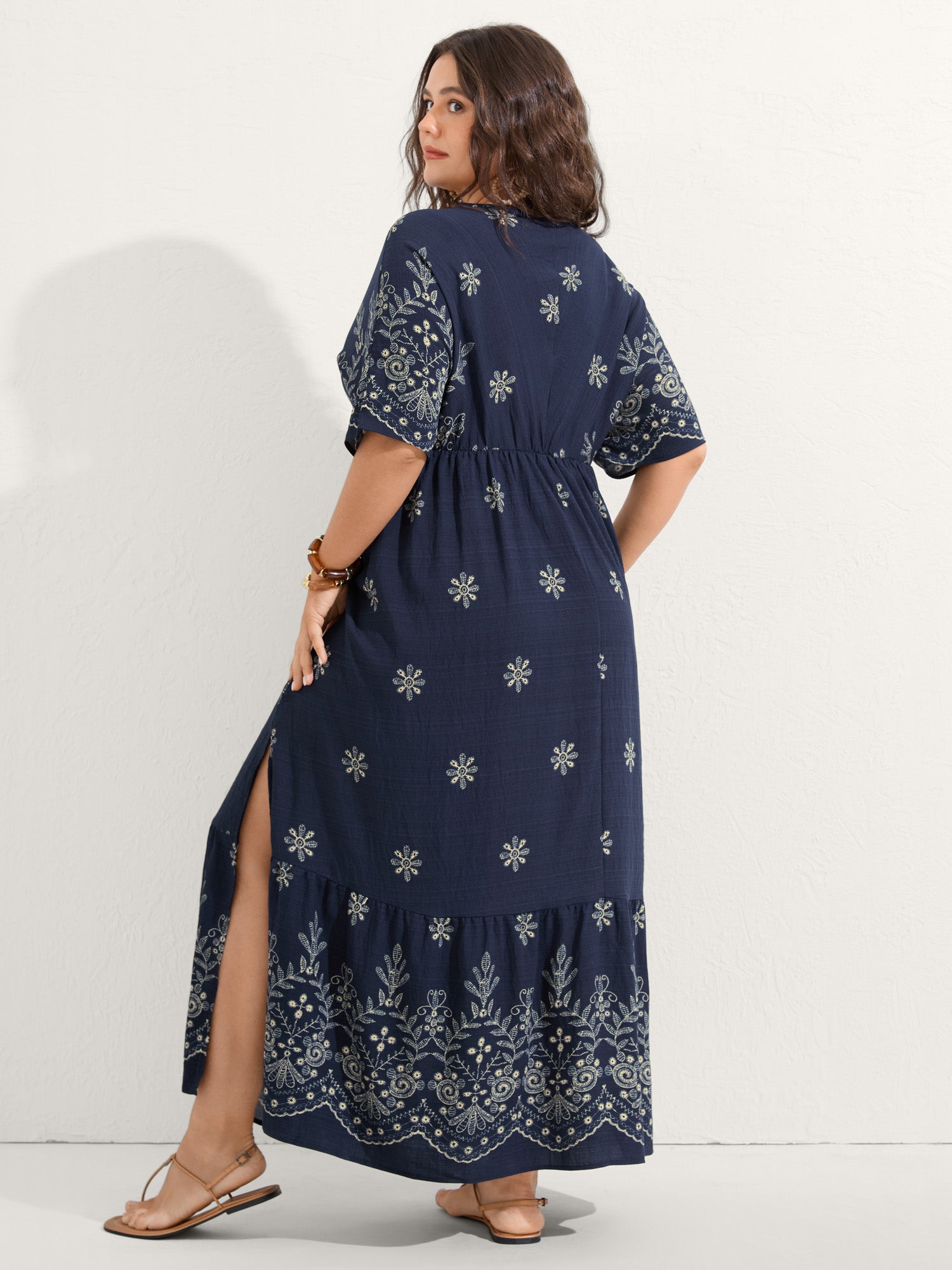 Surplice Neck Split Side Pockets Maxi Dress