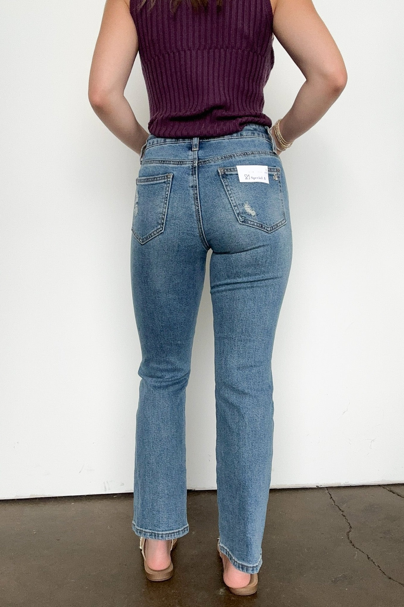 Mid Rise Slim Straight Jeans