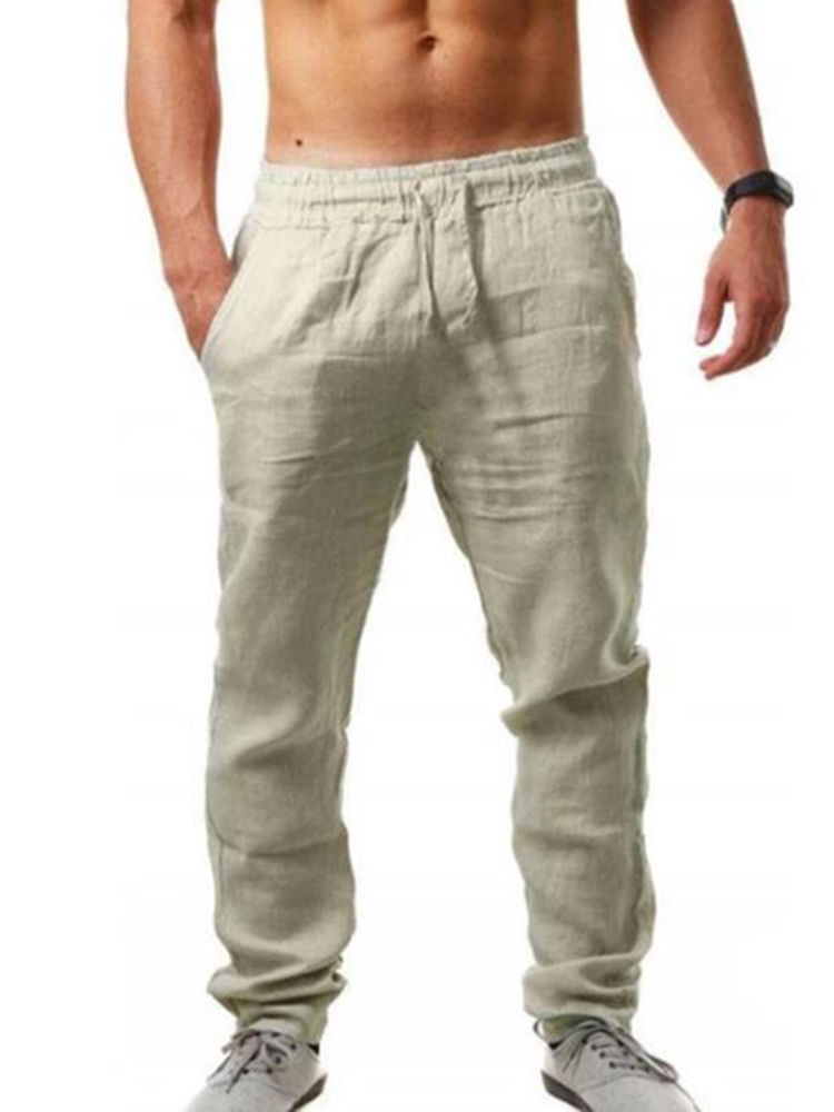 Men'S Vintage Drawstring Casual Cotton Linen Pants