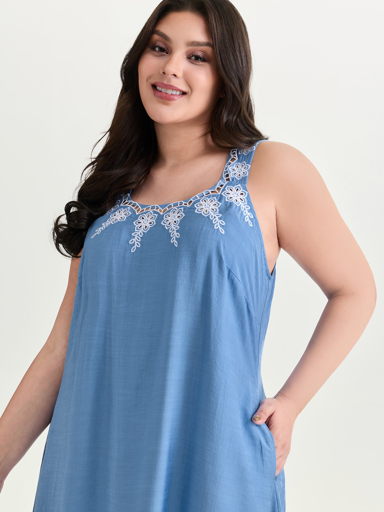 Floral Cut-Out Embroidery Maxi Dress