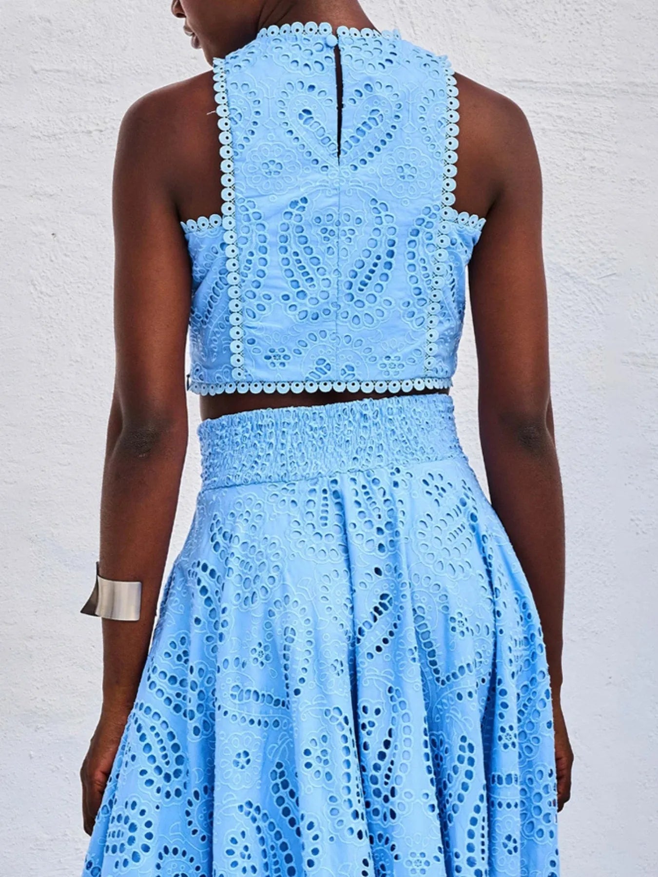 Eyelet Lace Top and Maxi Skirt Set