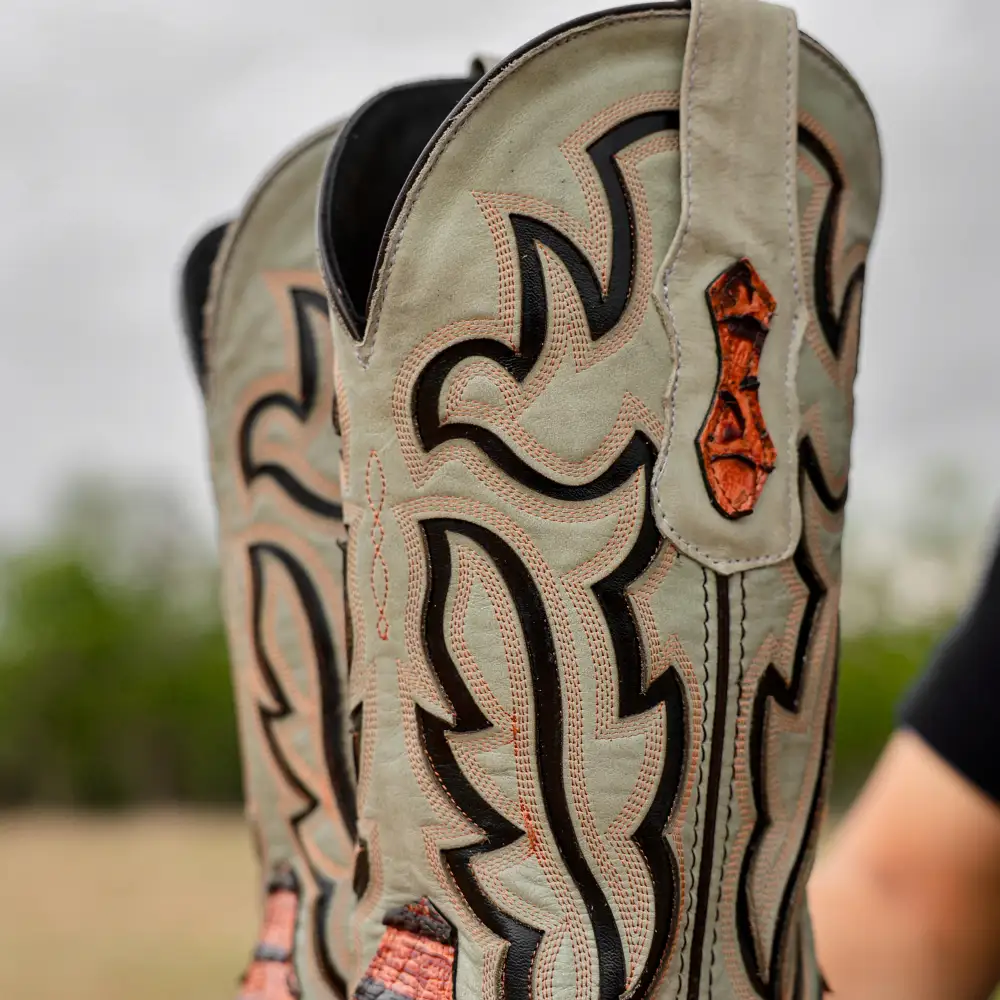 Cognac Python Leather Boots - Square Toe