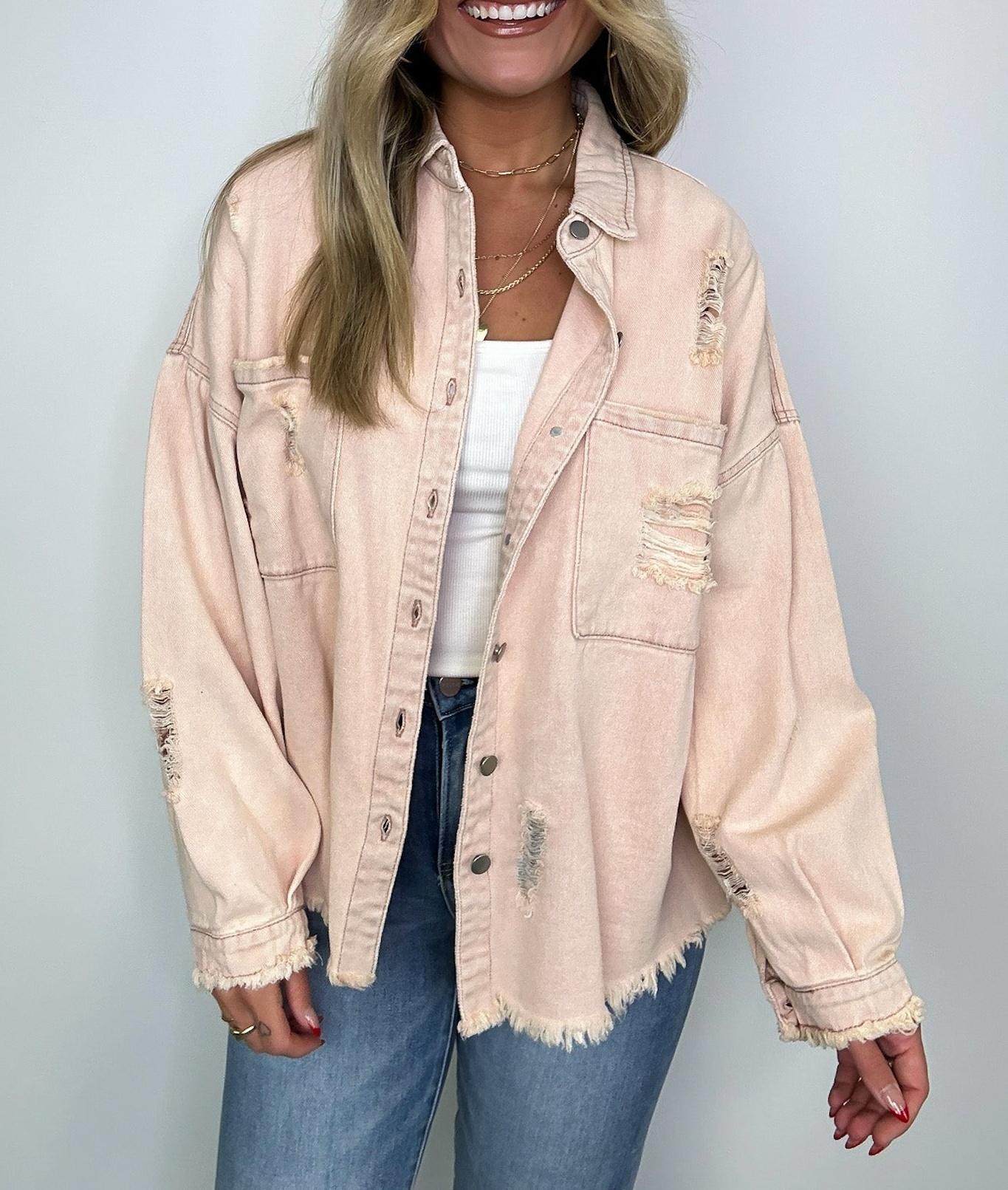 Oversized Distressed Denim Jacket