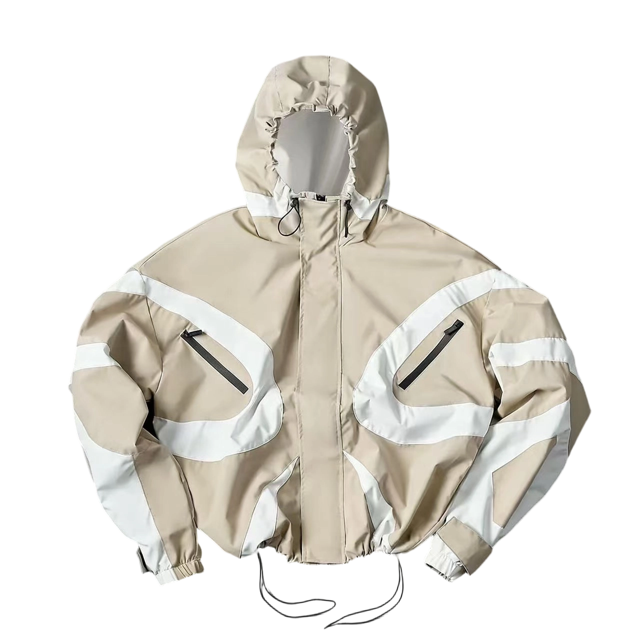 💨Futuristic Techwear Jacket | Grey & White Aesthetic Windbreaker SpringStatements