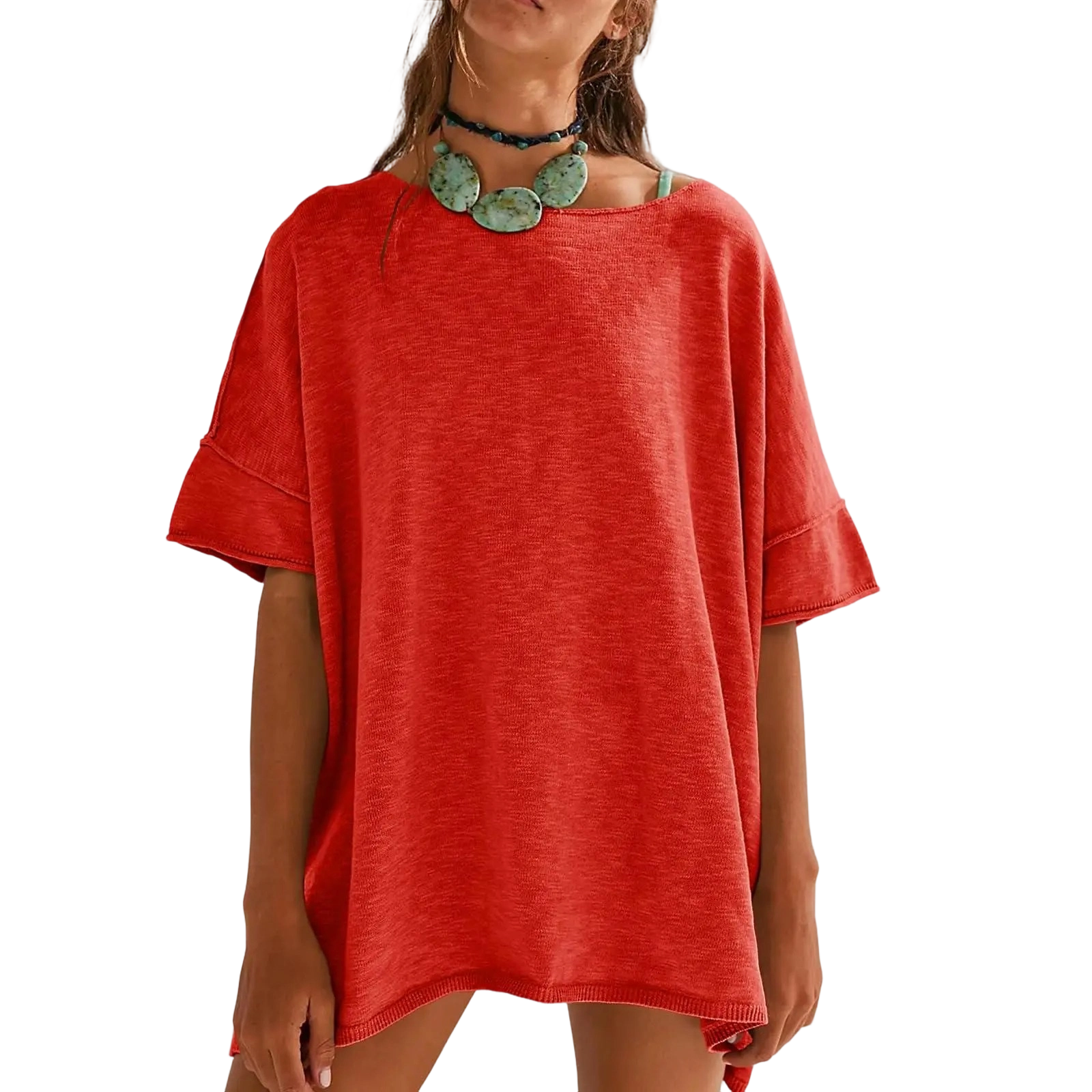 Casual Short Sleeve Blouse with Side Slits