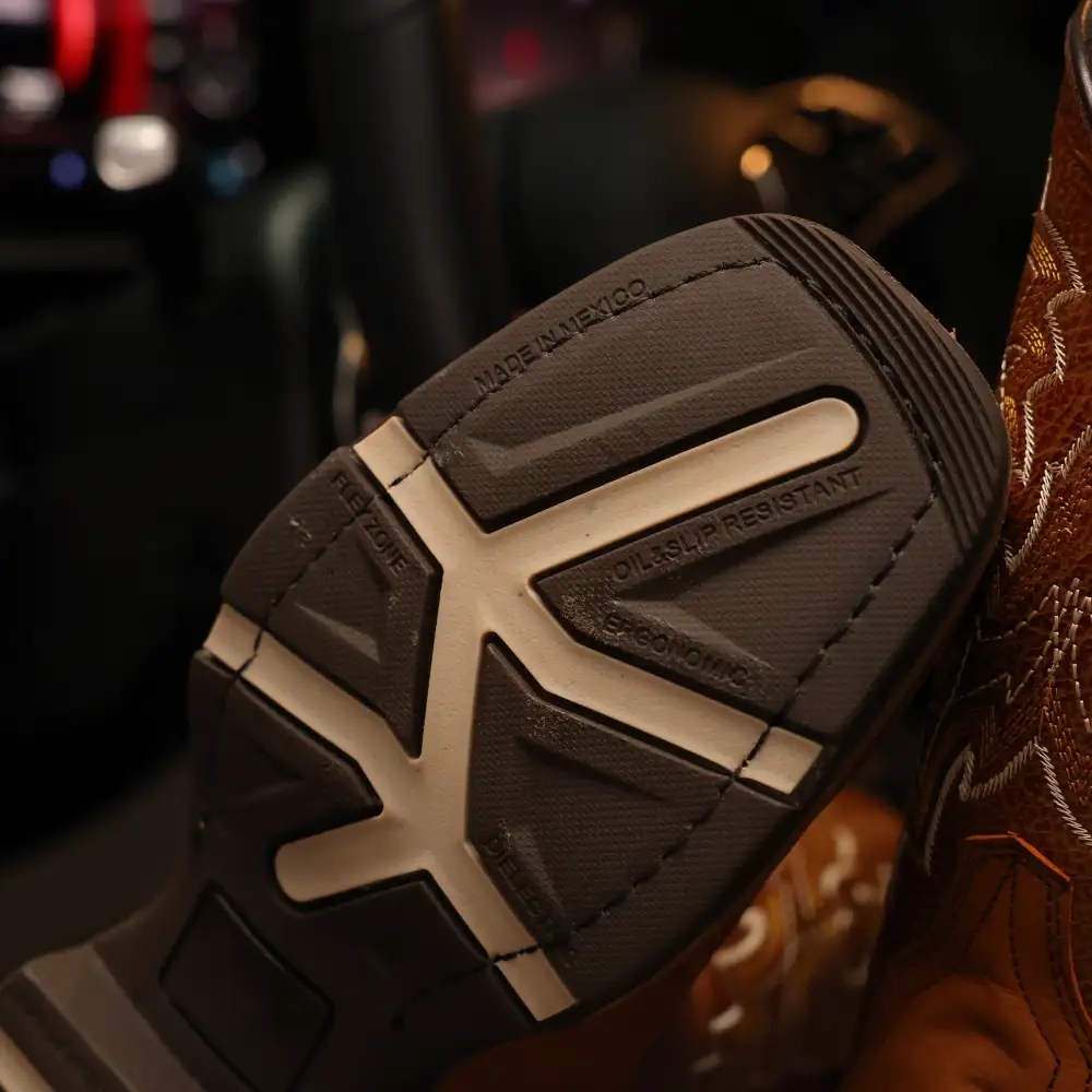 Light Honey Leather Work Boots - Square Toe