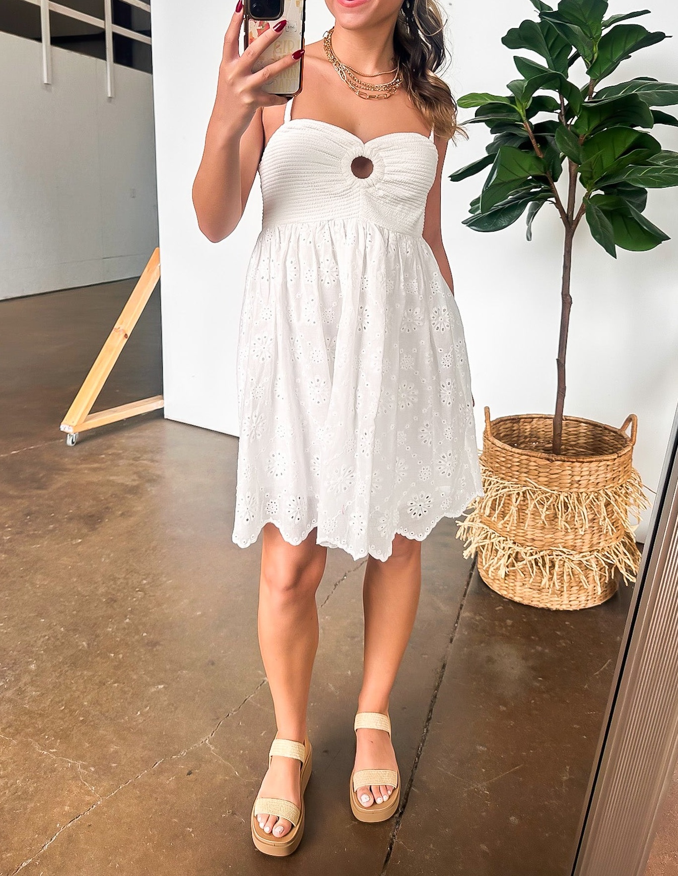 Kalis Scallop Eyelet Dress