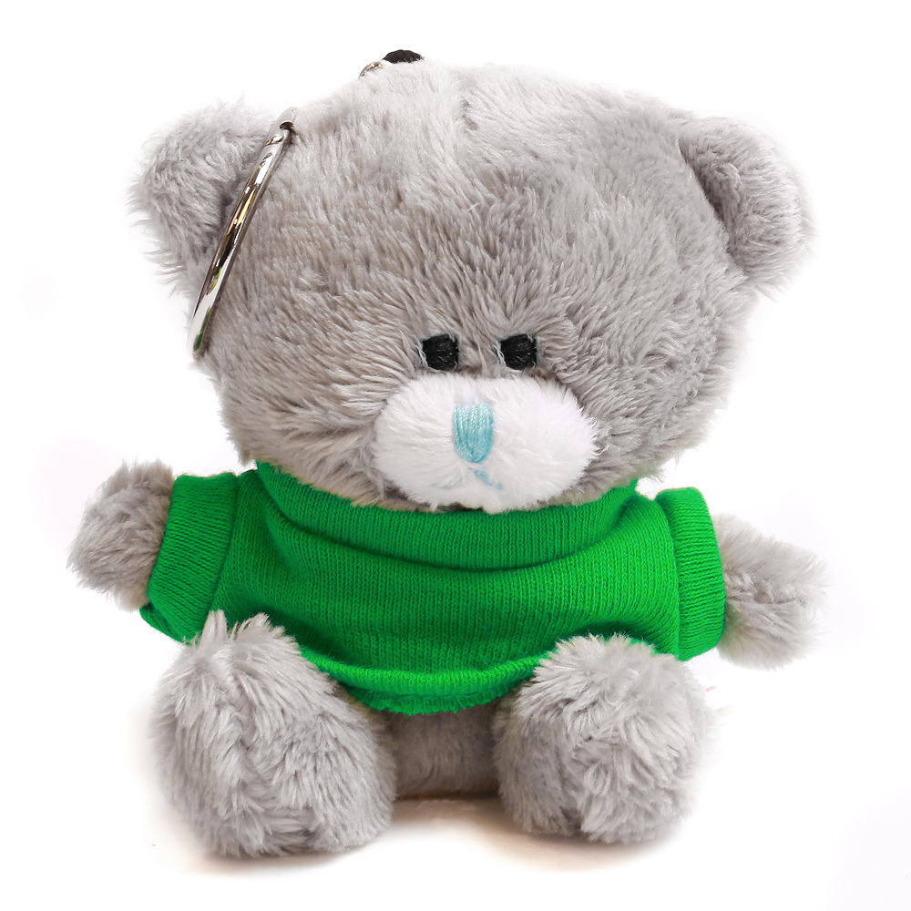 Grey Qbeba Bear keychain with Tee 4inch