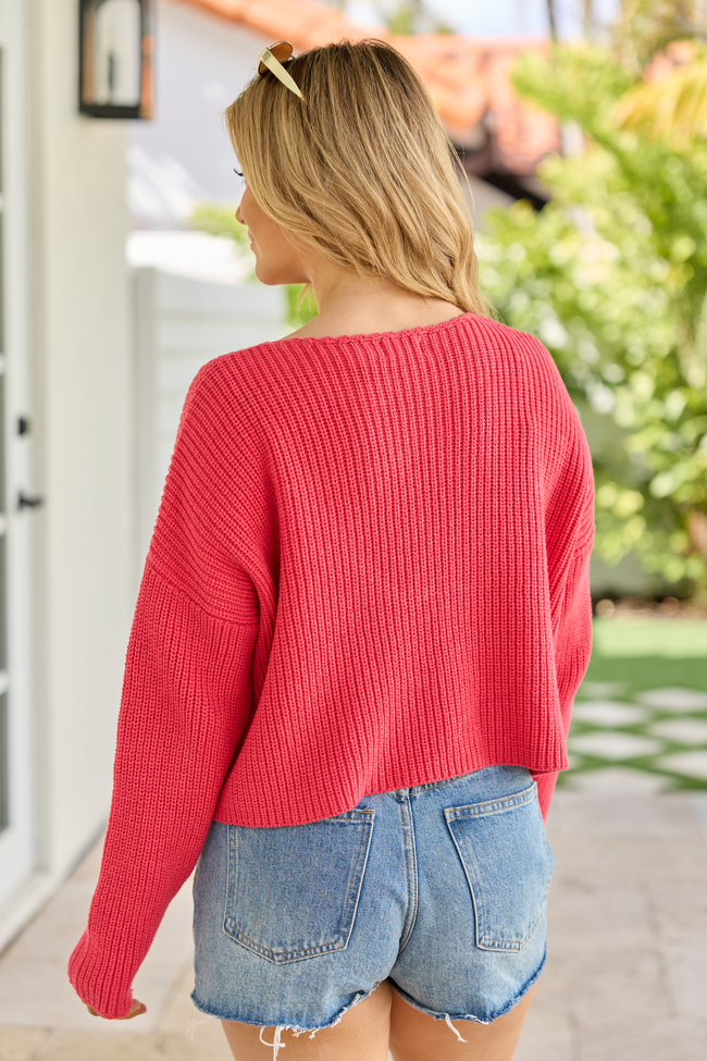 Marlie Red Crochet Sweater