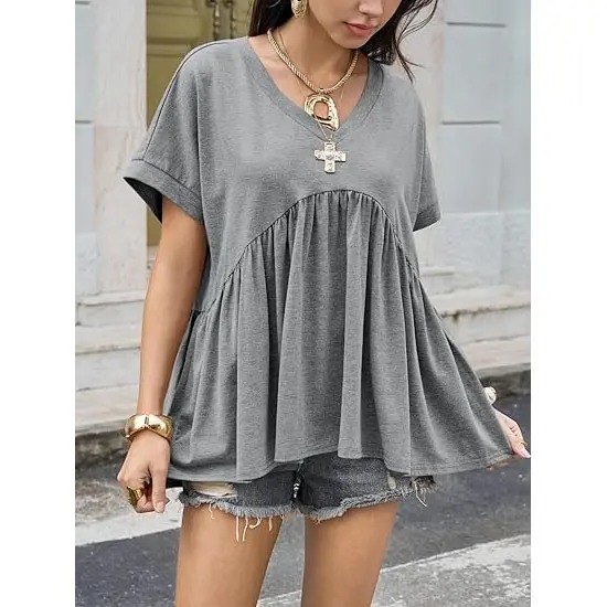 Women's Summer V-Neck Peplum Top