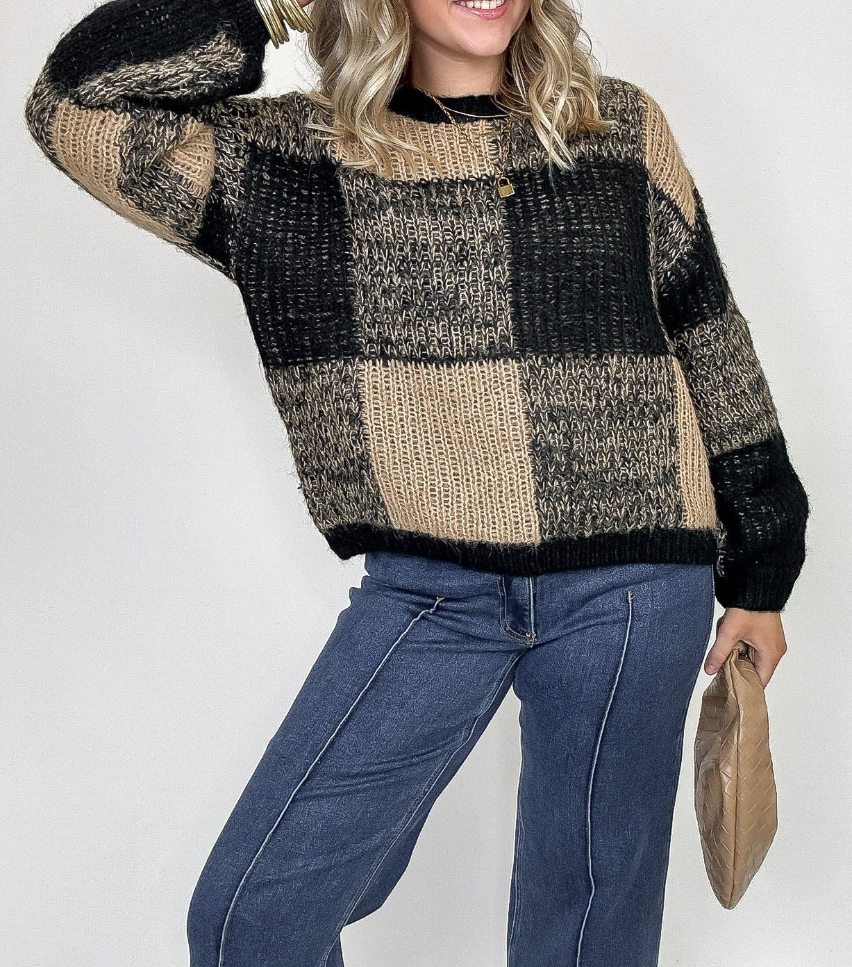 Cozy Grove Plaid Knit Sweater