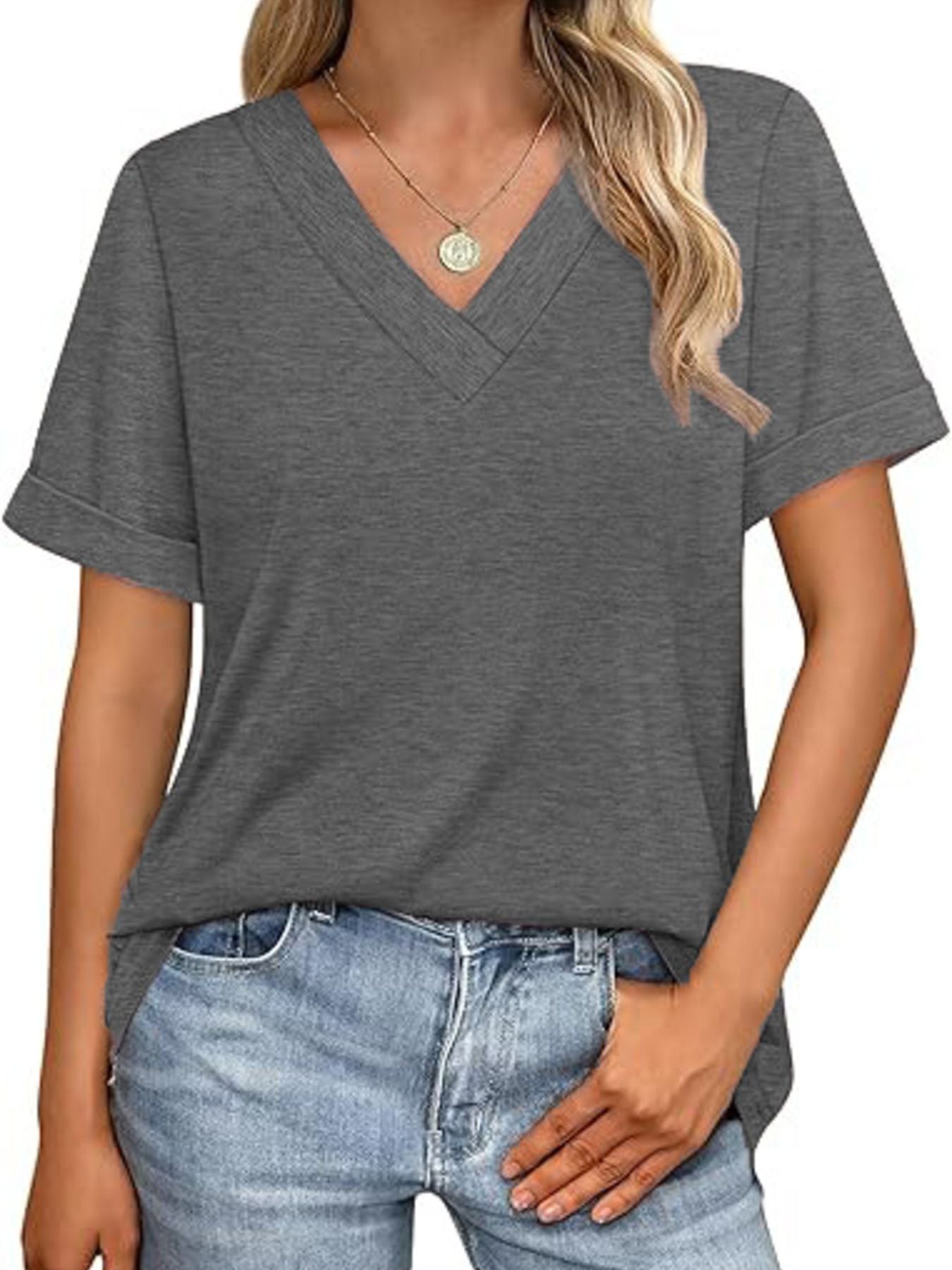 Casual V-Neck Short Sleeve T-Shirt