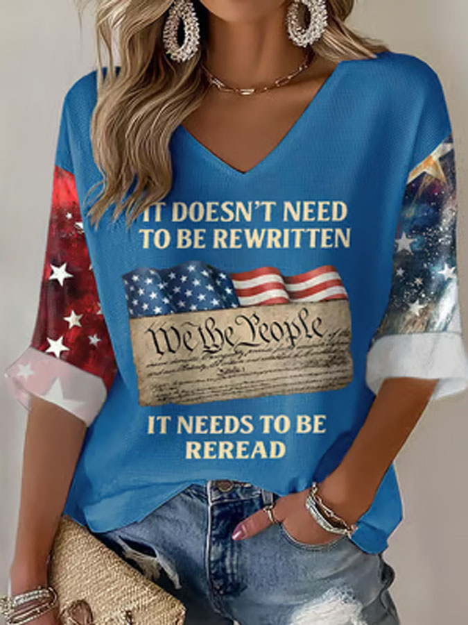 Women'S V-Neck Retro Style 