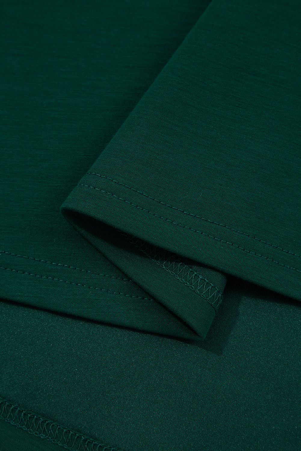 Blackish Green Solid Color Ruched Detail Long Sleeve Midi Dress