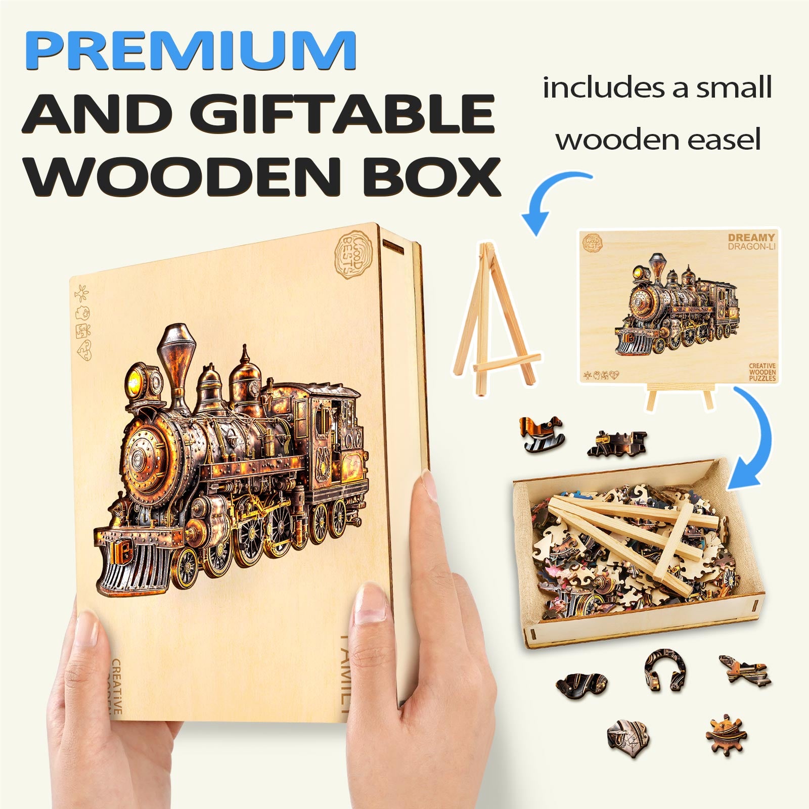Mechanical Steam Train Wooden Jigsaw Puzzle