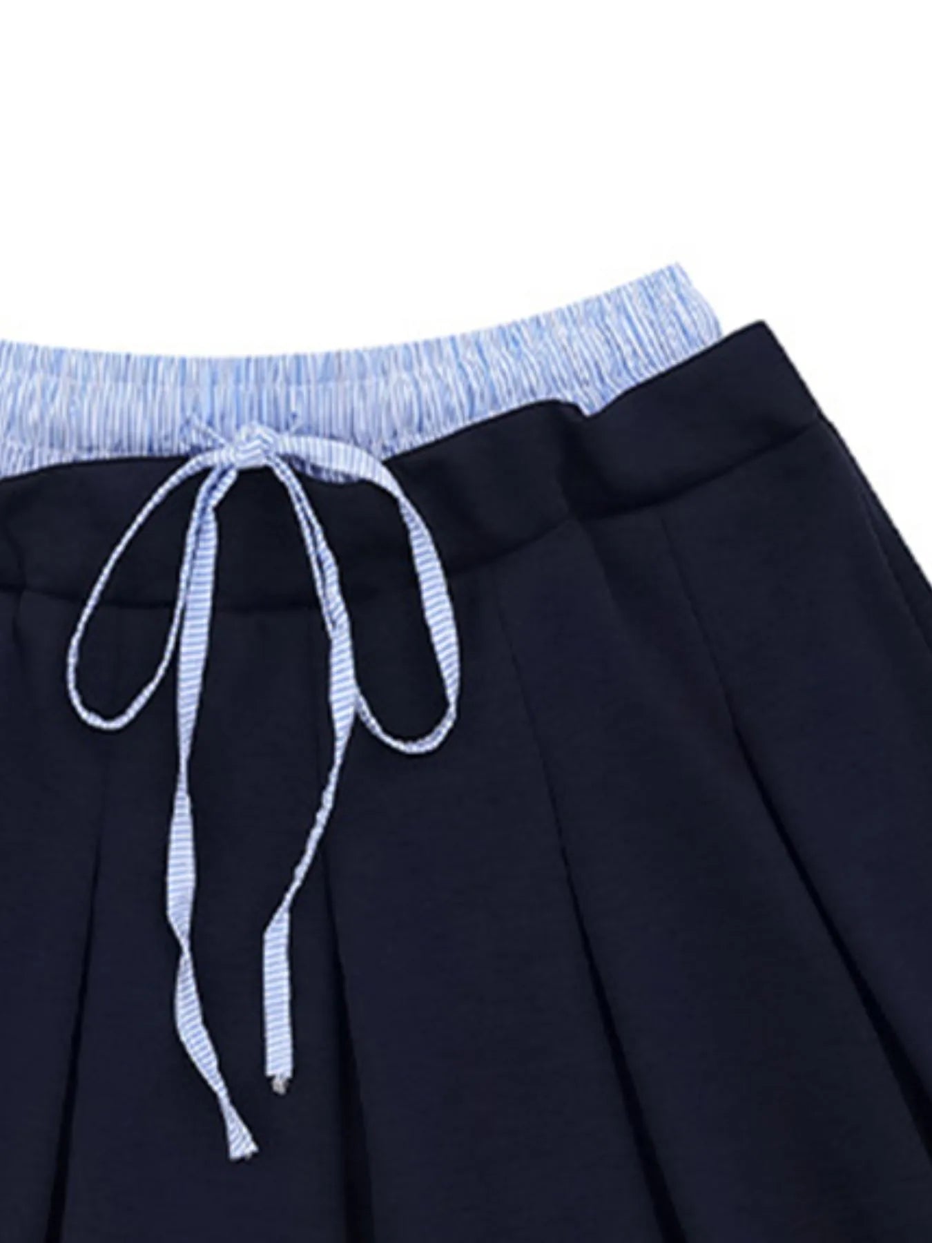 Drawstring Pleated Mini Skirt
