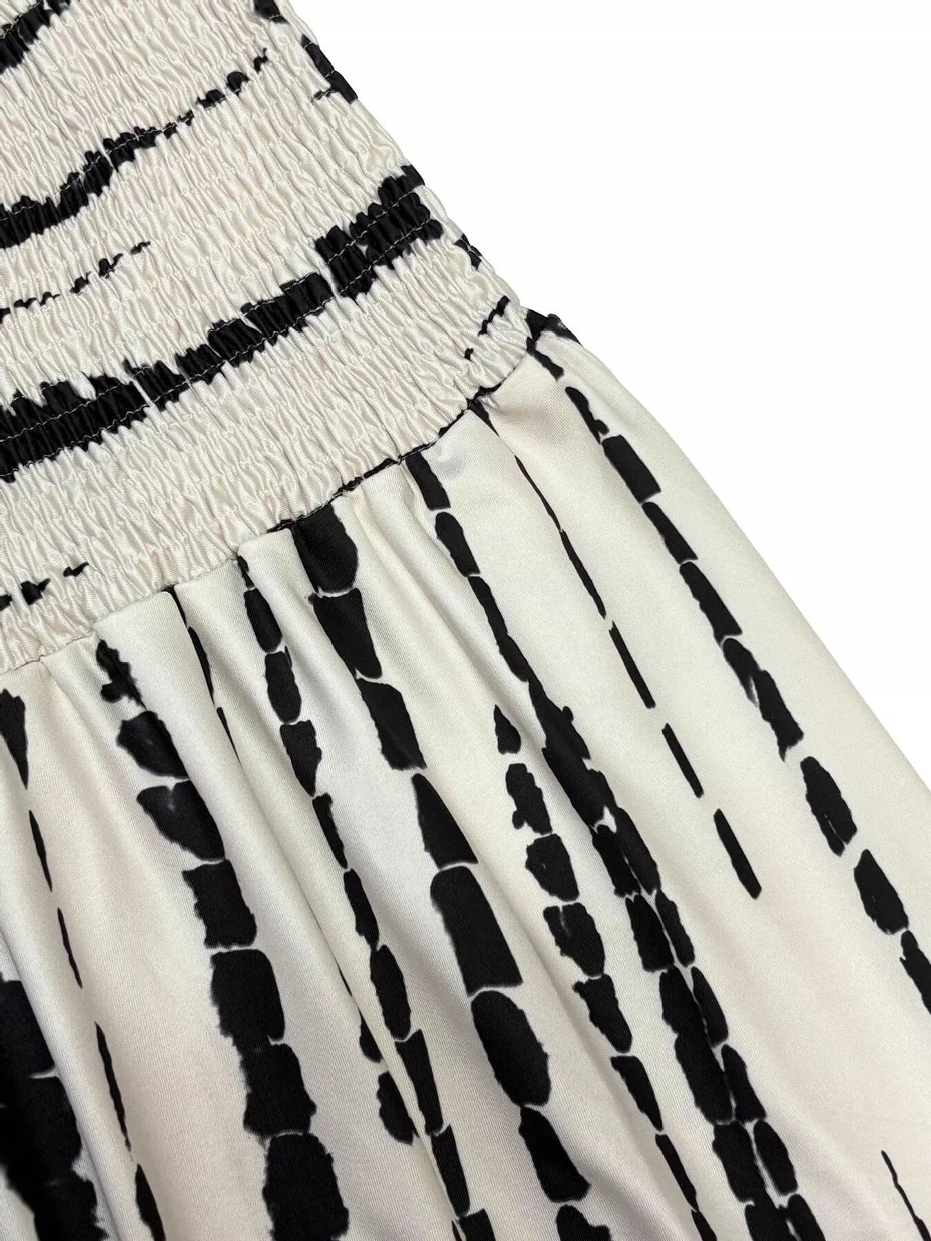 Smocked Asymmetrical Hem Skirt