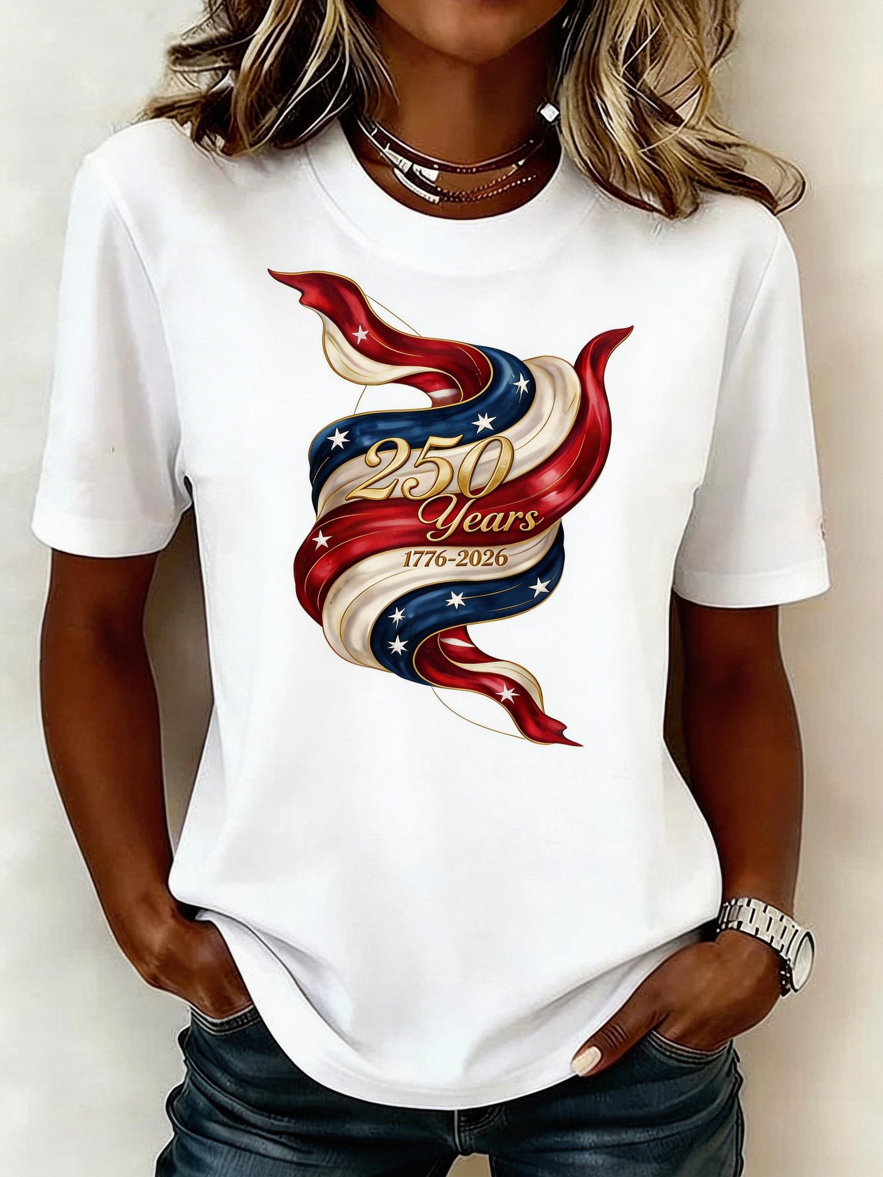 250 Years of Freedom T-Shirt - Proud American Patriotic Ribbon Graphic Tee
