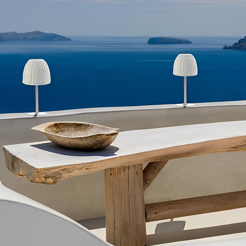 Hand-woven Rattan Waterproof Modern Outdoor Floor Lamp Garden Lights