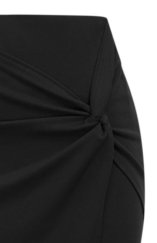 Pleated Solid Color Bodycon Midi Skirt