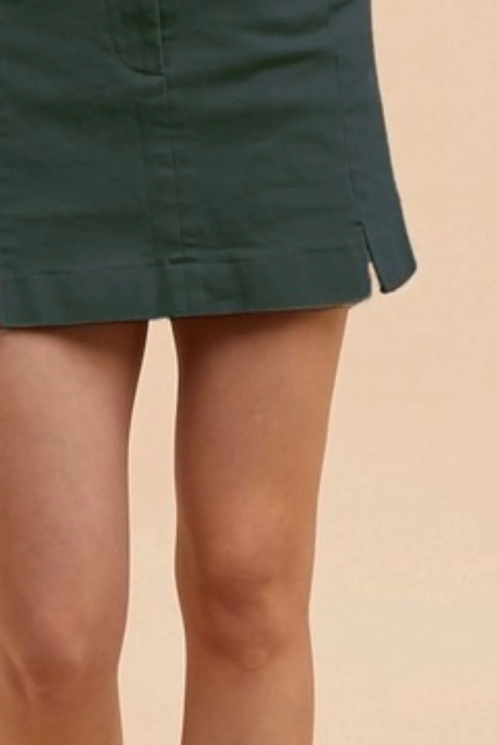 Wear Comfort Stretch Cotton Slit Detailed Mini Skirt
