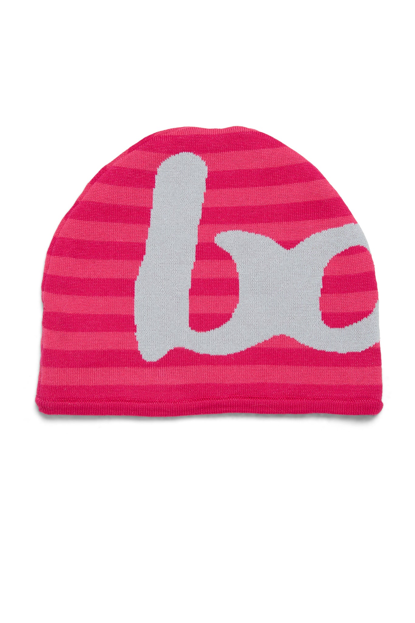 STRIPED KNIT BEANIE (STRAWBERRY PINK/GREY)