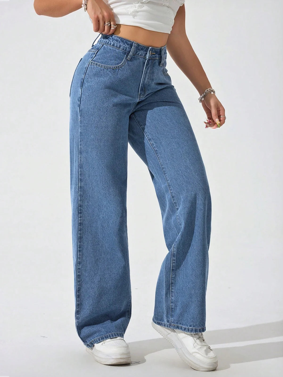 Wide Leg High Rise Jeans