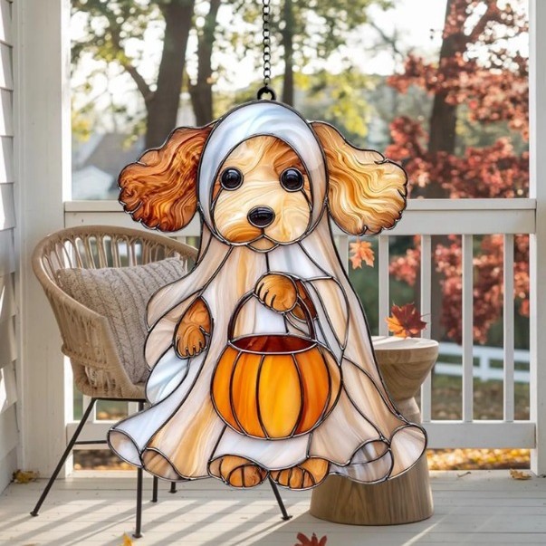 Halloween Ghost Animal Pumpkin Suncatcher Window Decor
