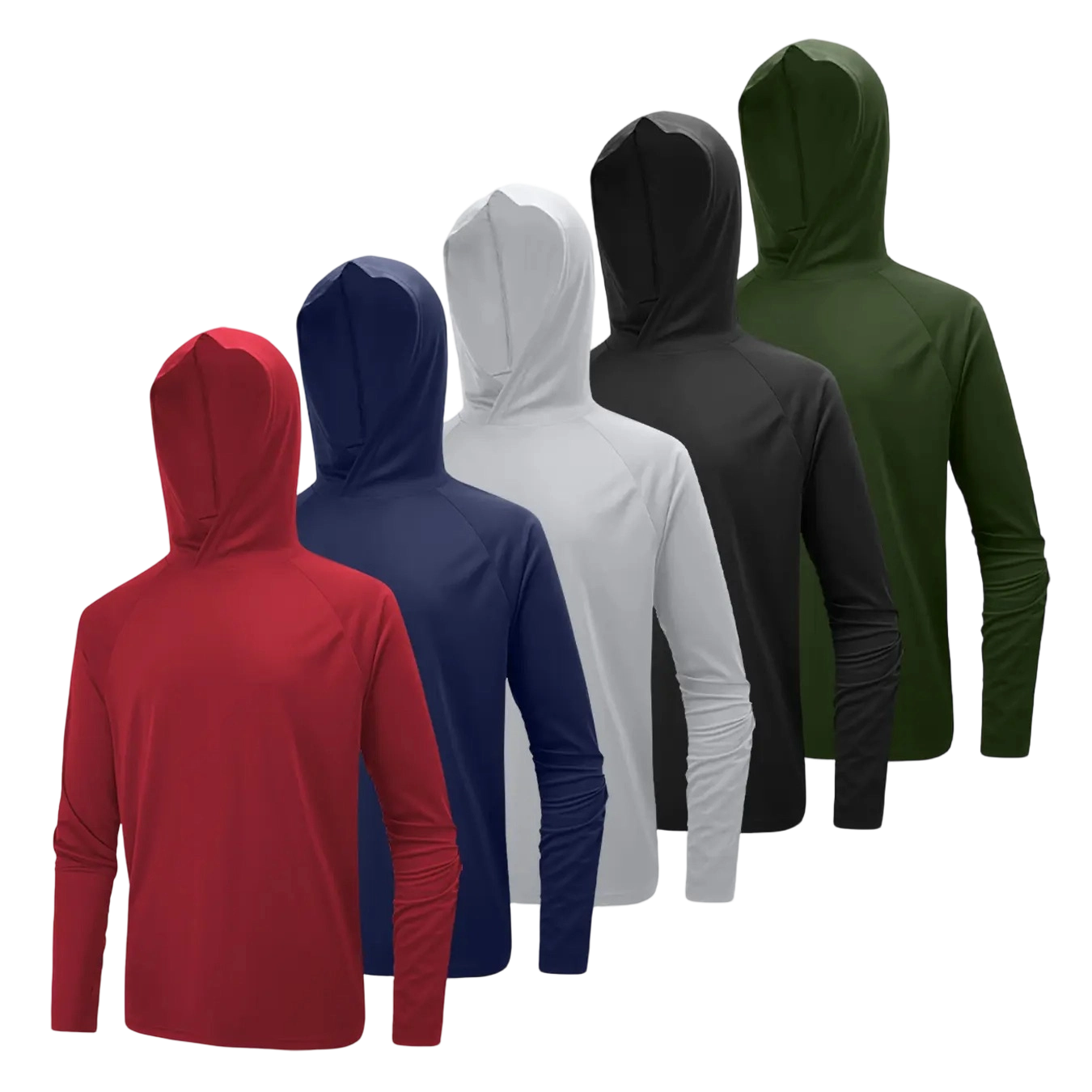 Men’s Athletic Hooded Long Sleeves – Quick Dry Running Shirts with Thumb Holes Sports Activewear Set