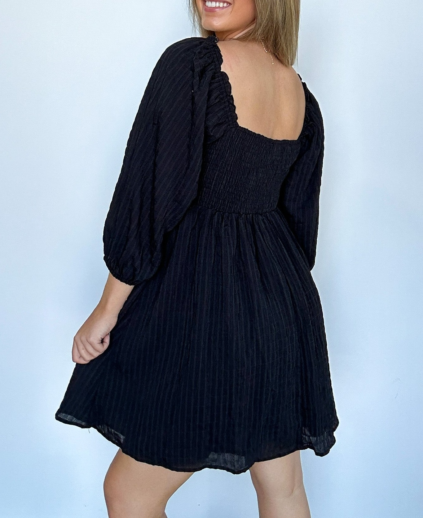 Easily Effortless Smocked Puff Sleeve Dress