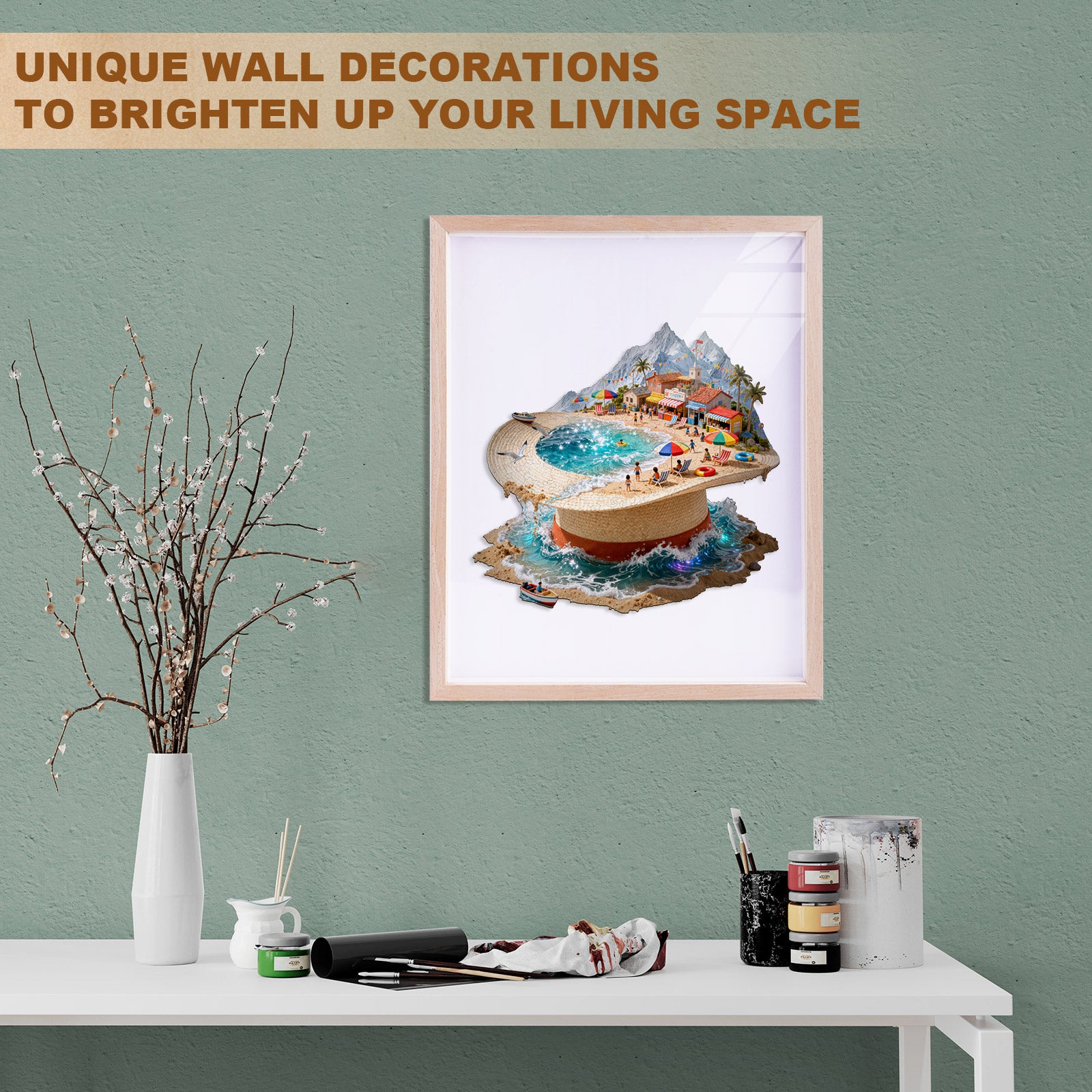 Straw Hat Shore Wooden Jigsaw Puzzle