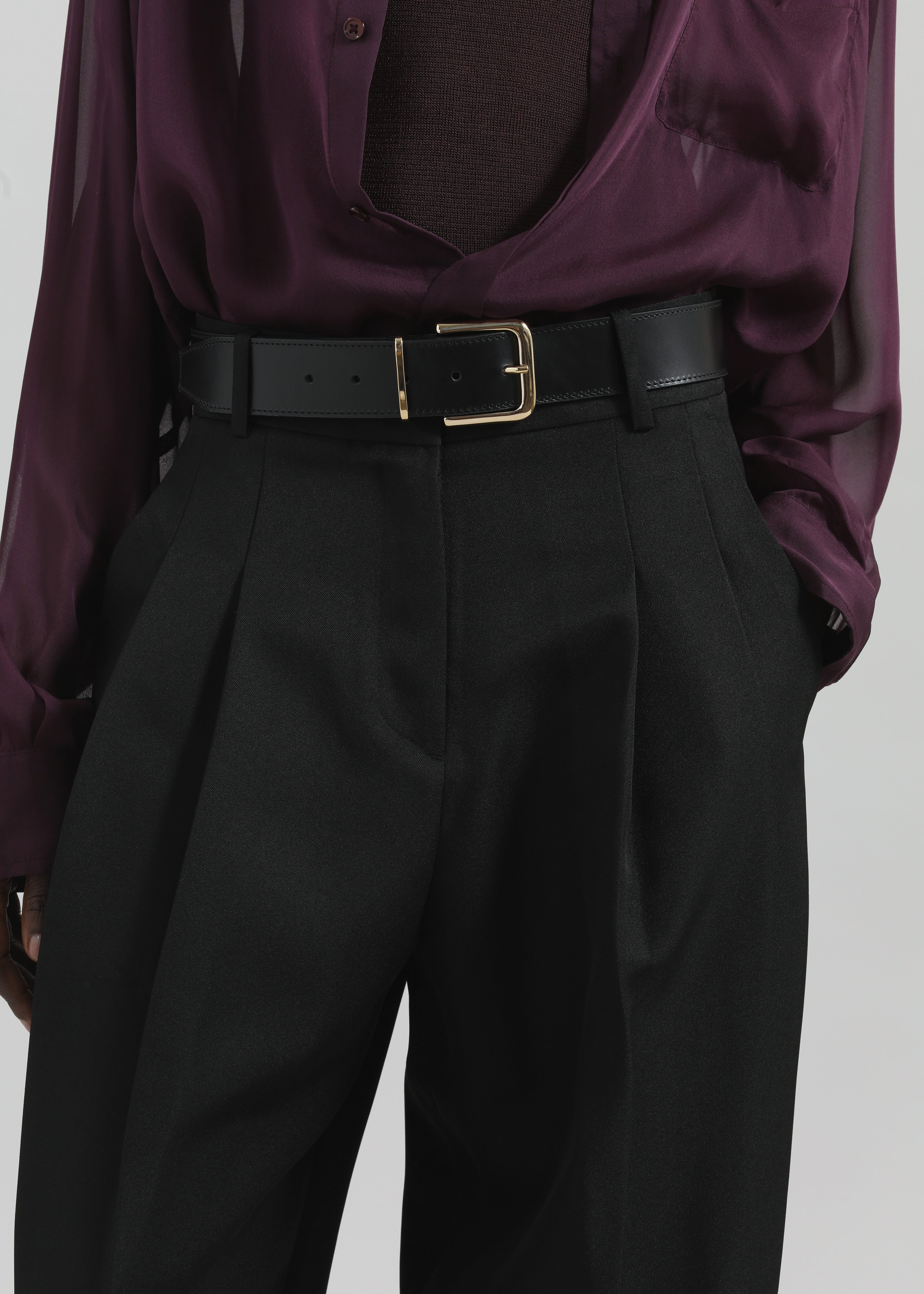 Gelso Pleated Twill Trousers - Black