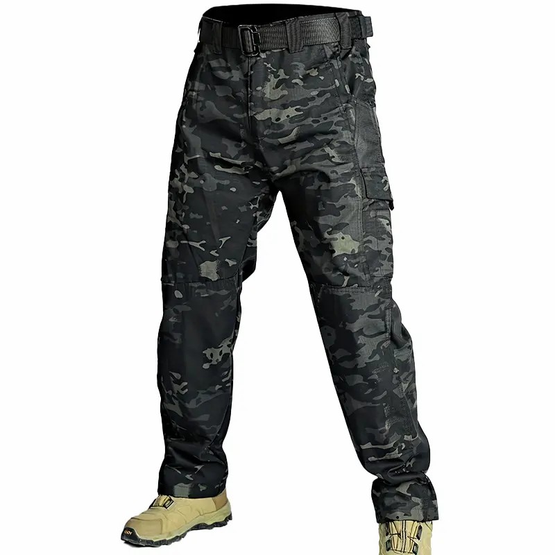 🔥Men's Solid Color Tactical Work Pants with Multiple Pockets and Zipper Closures