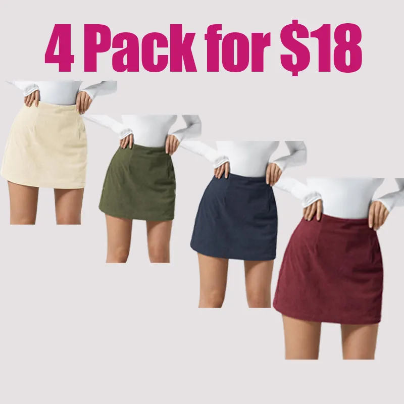 High Waisted Invisible Zipper 2-in-1 Mini A-line Corduroy Casual Skirt
