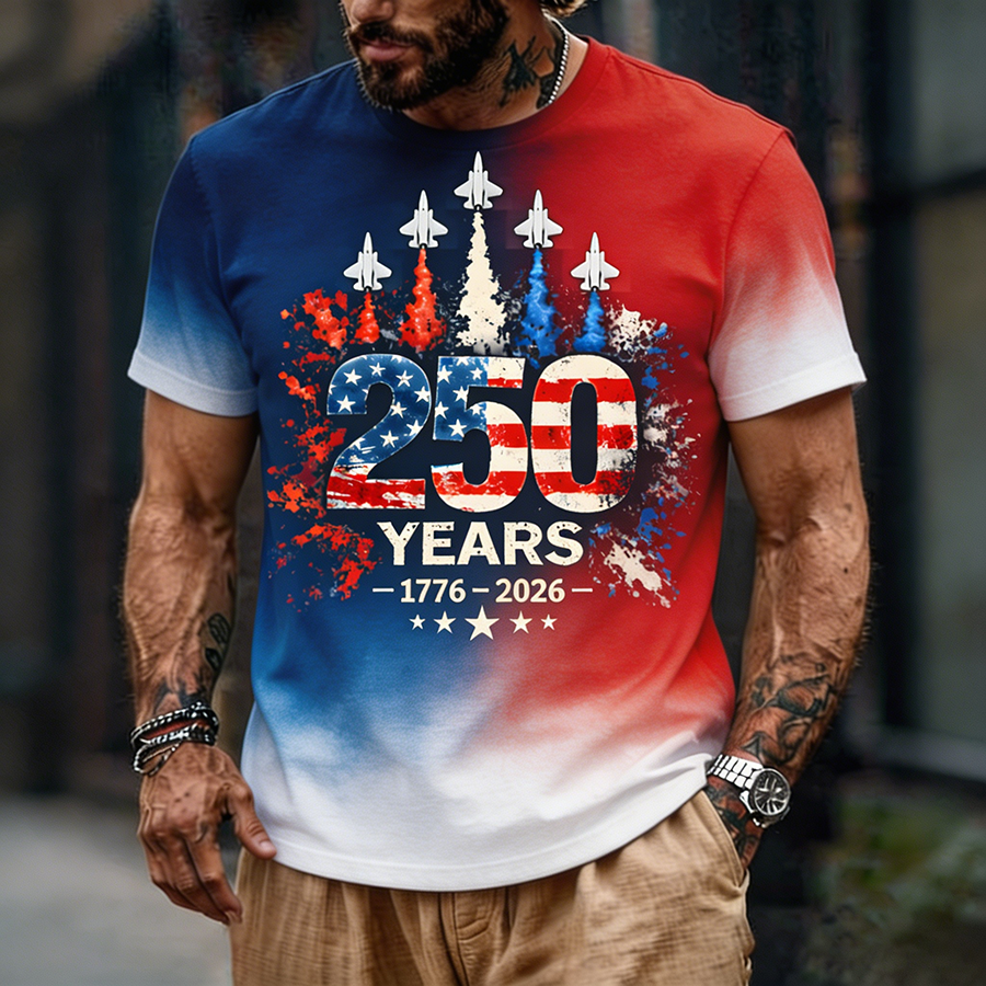 Men's 1776-2026 Jet Gradient American Flag T-Shirt