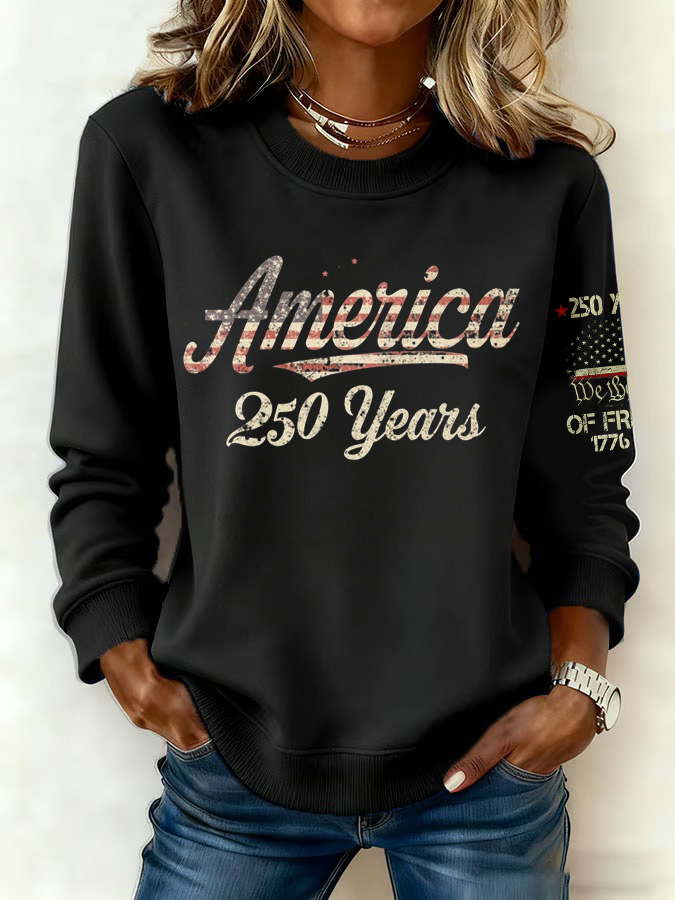 Ladies' Leisure 250th Anniversary National Day Celebration Round Neck Hoodie