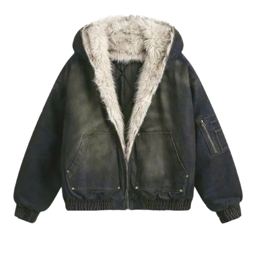 Hooded Zippered Flight Jacket