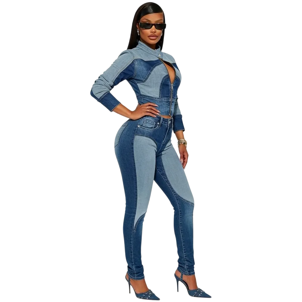 Women's Two Tone Denim Set