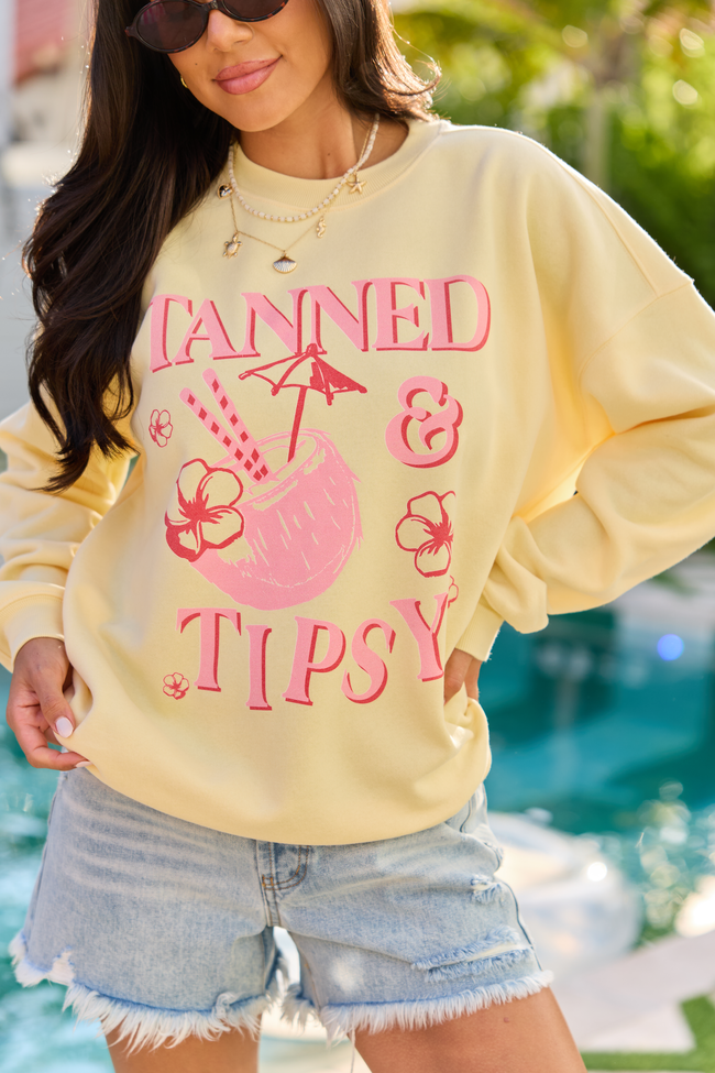Tanned & Tipsy Yellow Graphic Sweatshirt