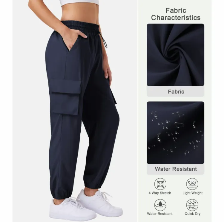 Women's Lightweight Waterproof Hiking Pants – Quick-Dry Summer Joggers with 4 Cargo Pockets