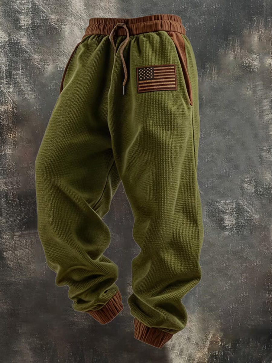 Men's Retro Outdoor Color Block Patriot Sports Pants