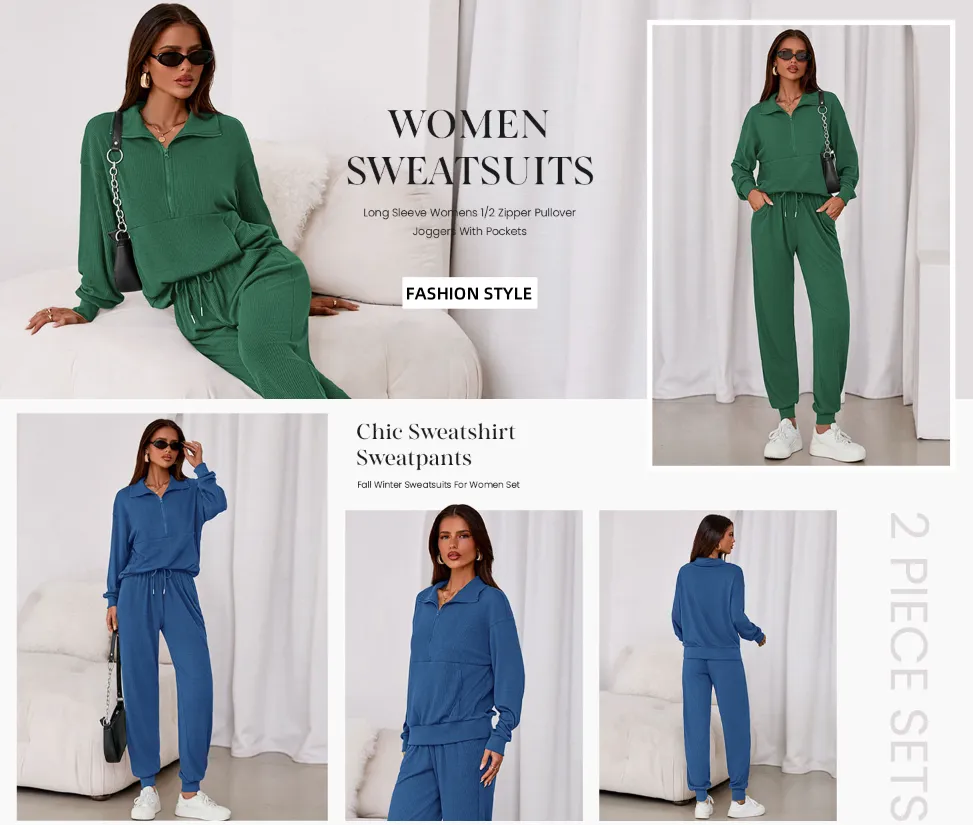 Women’s 2-Piece Half Zip Pullover & Jogger Pants Set